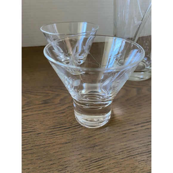 Vintage Cut Glass Cocktail Set ( Includes, Pitcher, 6 Matching Glasses, Stir - Picture 5 of 9